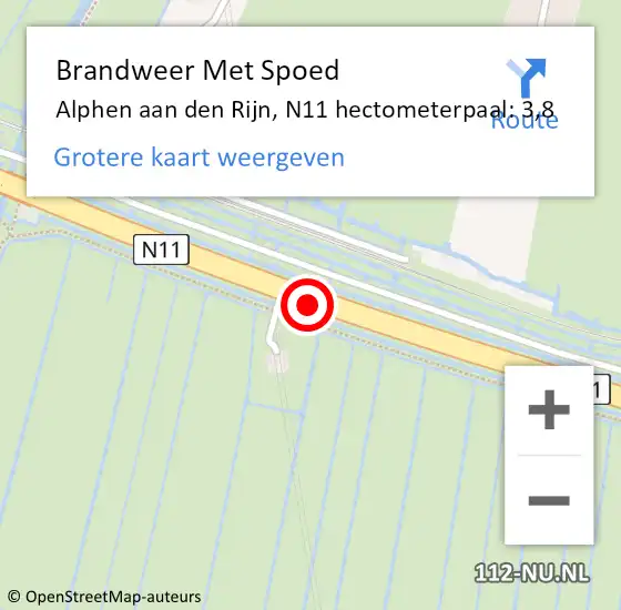 Locatie op kaart van de 112 melding: Brandweer Met Spoed Naar Alphen aan den Rijn, N11 hectometerpaal: 3,8 op 21 februari 2024 15:13