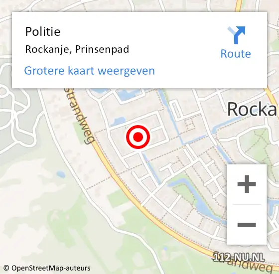 Locatie op kaart van de 112 melding: Politie Rockanje, Prinsenpad op 21 februari 2024 15:29