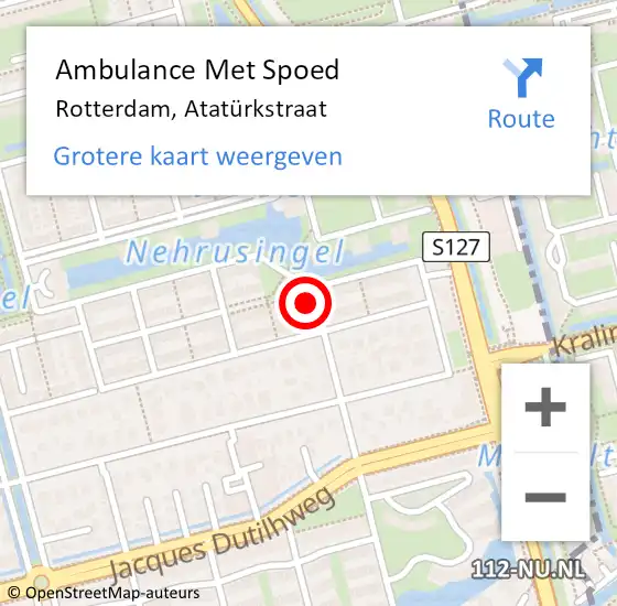Locatie op kaart van de 112 melding: Ambulance Met Spoed Naar Rotterdam, Atatürkstraat op 21 februari 2024 15:34