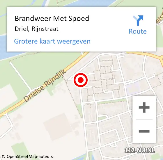 Locatie op kaart van de 112 melding: Brandweer Met Spoed Naar Driel, Rijnstraat op 21 februari 2024 15:36
