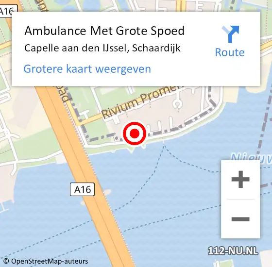 Locatie op kaart van de 112 melding: Ambulance Met Grote Spoed Naar Capelle aan den IJssel, Schaardijk op 21 februari 2024 15:45