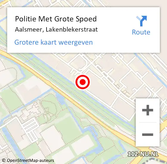 Locatie op kaart van de 112 melding: Politie Met Grote Spoed Naar Aalsmeer, Lakenblekerstraat op 21 februari 2024 15:54
