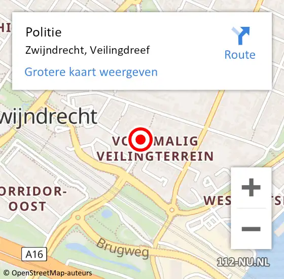 Locatie op kaart van de 112 melding: Politie Zwijndrecht, Veilingdreef op 21 februari 2024 16:07