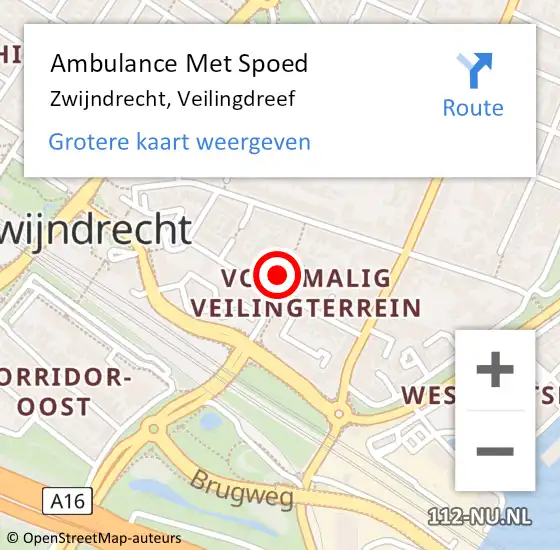 Locatie op kaart van de 112 melding: Ambulance Met Spoed Naar Zwijndrecht, Veilingdreef op 21 februari 2024 16:09