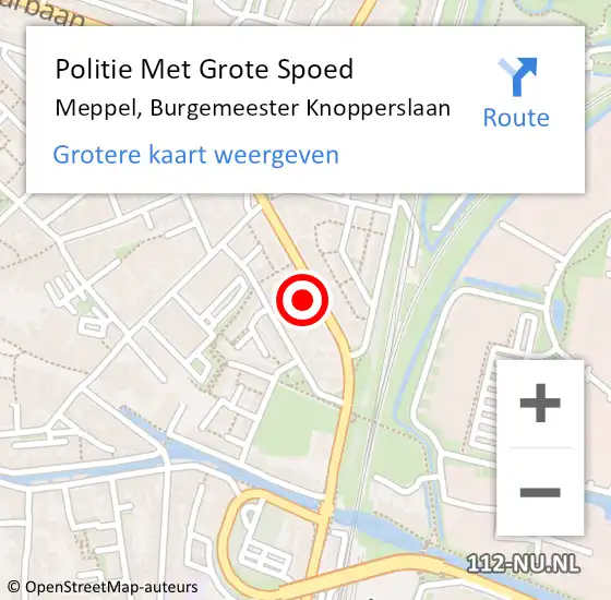 Locatie op kaart van de 112 melding: Politie Met Grote Spoed Naar Meppel, Burgemeester Knopperslaan op 21 februari 2024 16:20