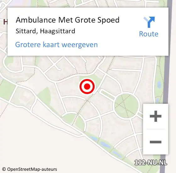 Locatie op kaart van de 112 melding: Ambulance Met Grote Spoed Naar Sittard, Haagsittard op 26 september 2014 16:48