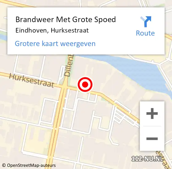 Locatie op kaart van de 112 melding: Brandweer Met Grote Spoed Naar Eindhoven, Hurksestraat op 21 februari 2024 16:39