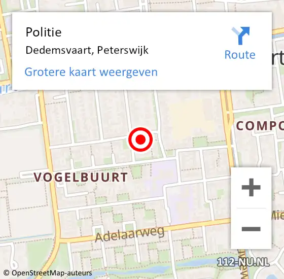 Locatie op kaart van de 112 melding: Politie Dedemsvaart, Peterswijk op 21 februari 2024 17:01