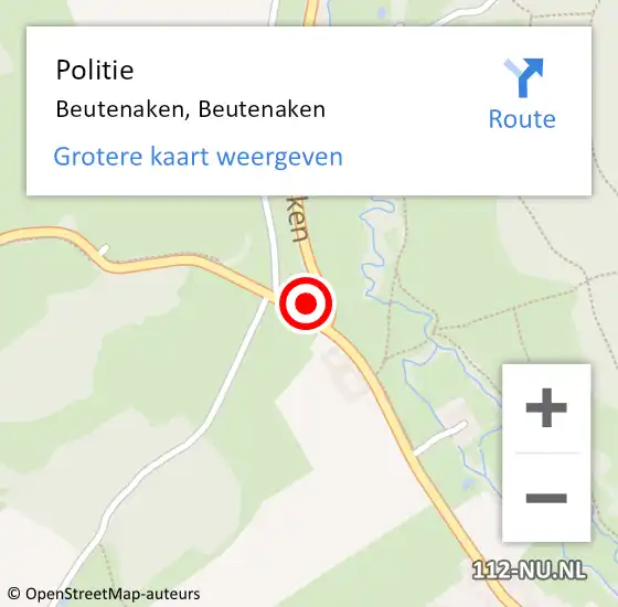Locatie op kaart van de 112 melding: Politie Beutenaken, Beutenaken op 21 februari 2024 17:17