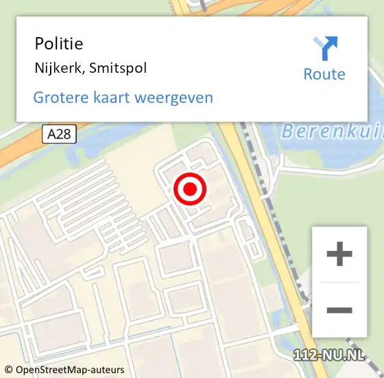 Locatie op kaart van de 112 melding: Politie Nijkerk, Smitspol op 21 februari 2024 17:27