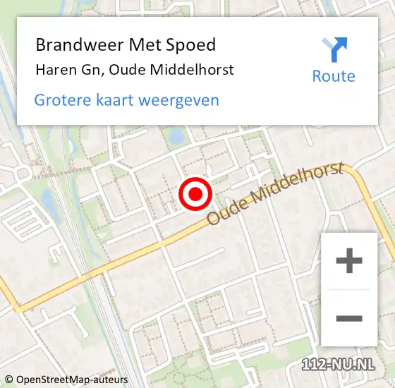 Locatie op kaart van de 112 melding: Brandweer Met Spoed Naar Haren Gn, Oude Middelhorst op 21 februari 2024 17:43