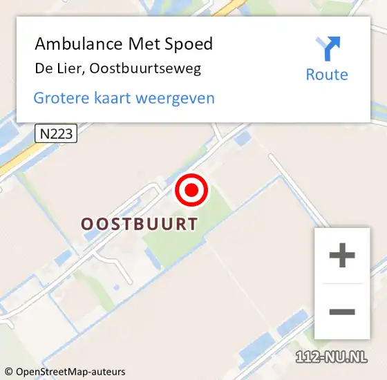 Locatie op kaart van de 112 melding: Ambulance Met Spoed Naar De Lier, Oostbuurtseweg op 21 februari 2024 17:47