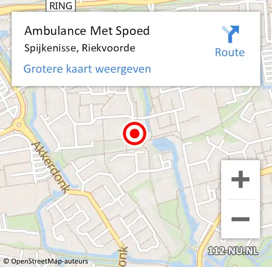 Locatie op kaart van de 112 melding: Ambulance Met Spoed Naar Spijkenisse, Riekvoorde op 21 februari 2024 18:05