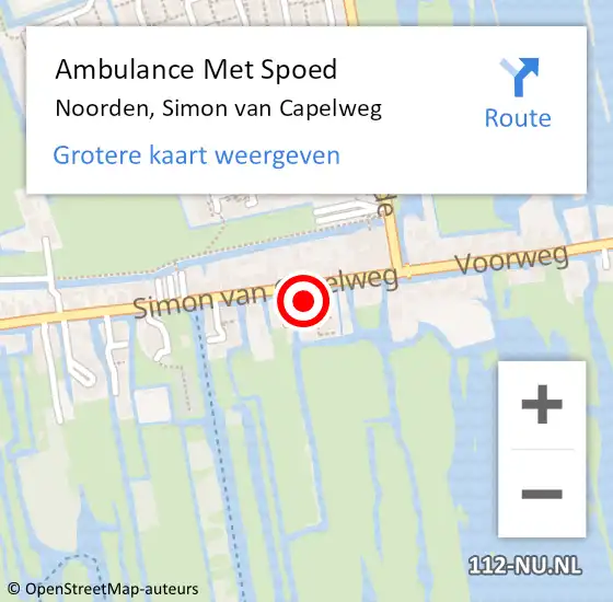 Locatie op kaart van de 112 melding: Ambulance Met Spoed Naar Noorden, Simon van Capelweg op 21 februari 2024 18:08