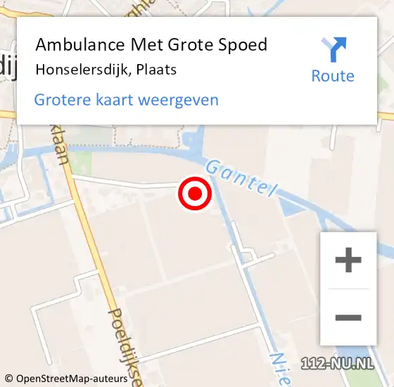 Locatie op kaart van de 112 melding: Ambulance Met Grote Spoed Naar Honselersdijk, Plaats op 21 februari 2024 18:10