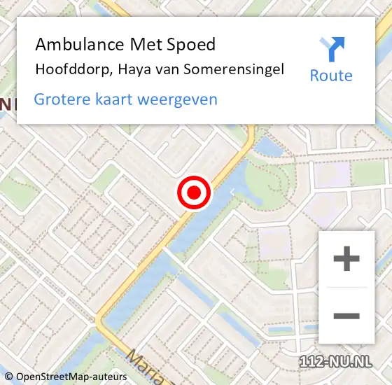 Locatie op kaart van de 112 melding: Ambulance Met Spoed Naar Hoofddorp, Haya van Somerensingel op 21 februari 2024 18:27