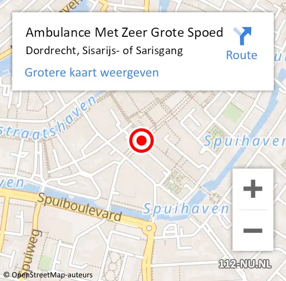 Locatie op kaart van de 112 melding: Ambulance Met Zeer Grote Spoed Naar Dordrecht, Sisarijs- of Sarisgang op 21 februari 2024 18:39