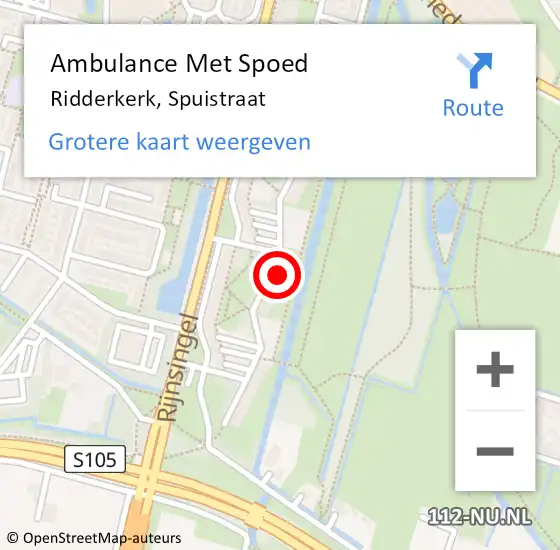 Locatie op kaart van de 112 melding: Ambulance Met Spoed Naar Ridderkerk, Spuistraat op 21 februari 2024 18:42