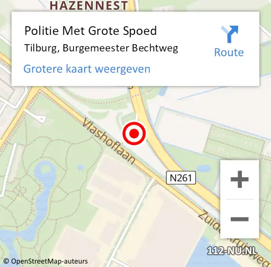 Locatie op kaart van de 112 melding: Politie Met Grote Spoed Naar Tilburg, Burgemeester Bechtweg op 21 februari 2024 18:47