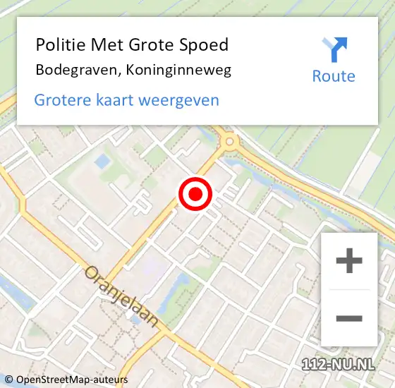 Locatie op kaart van de 112 melding: Politie Met Grote Spoed Naar Bodegraven, Koninginneweg op 21 februari 2024 19:00