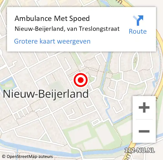 Locatie op kaart van de 112 melding: Ambulance Met Spoed Naar Nieuw-Beijerland, van Treslongstraat op 21 februari 2024 19:31