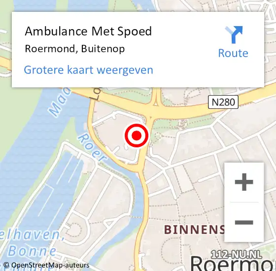 Locatie op kaart van de 112 melding: Ambulance Met Spoed Naar Roermond, Buitenop op 21 februari 2024 19:42