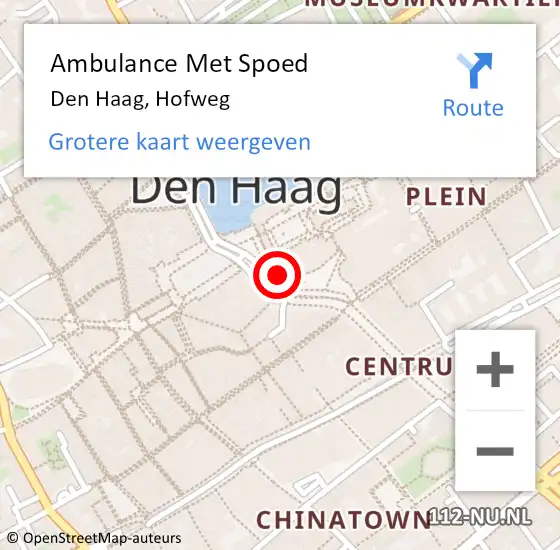 Locatie op kaart van de 112 melding: Ambulance Met Spoed Naar Den Haag, Hofweg op 21 februari 2024 19:52