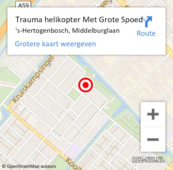 Locatie op kaart van de 112 melding: Trauma helikopter Met Grote Spoed Naar 's-Hertogenbosch, Middelburglaan op 21 februari 2024 19:53