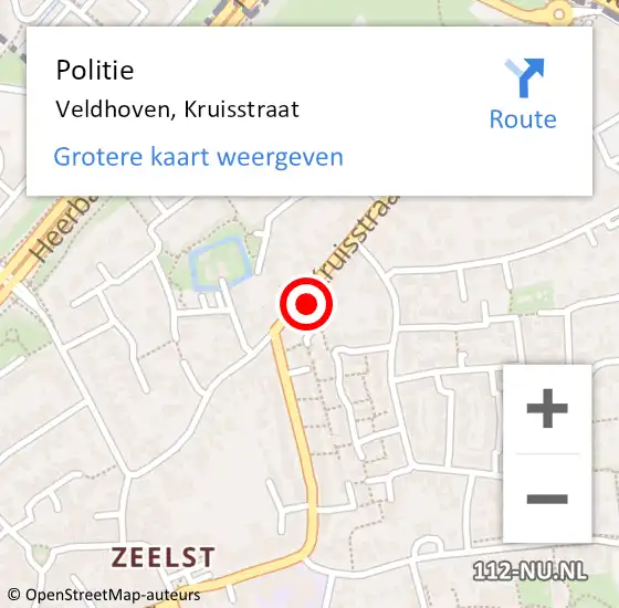 Locatie op kaart van de 112 melding: Politie Veldhoven, Kruisstraat op 21 februari 2024 19:54