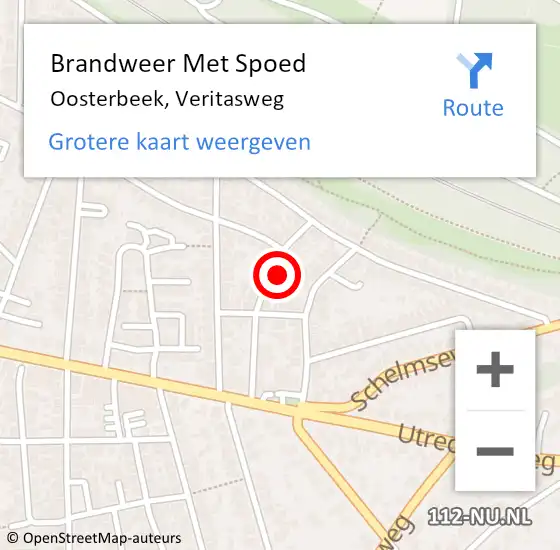 Locatie op kaart van de 112 melding: Brandweer Met Spoed Naar Oosterbeek, Veritasweg op 21 februari 2024 19:58