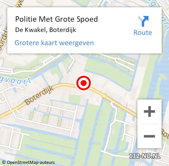 Locatie op kaart van de 112 melding: Politie Met Grote Spoed Naar De Kwakel, Boterdijk op 21 februari 2024 20:16