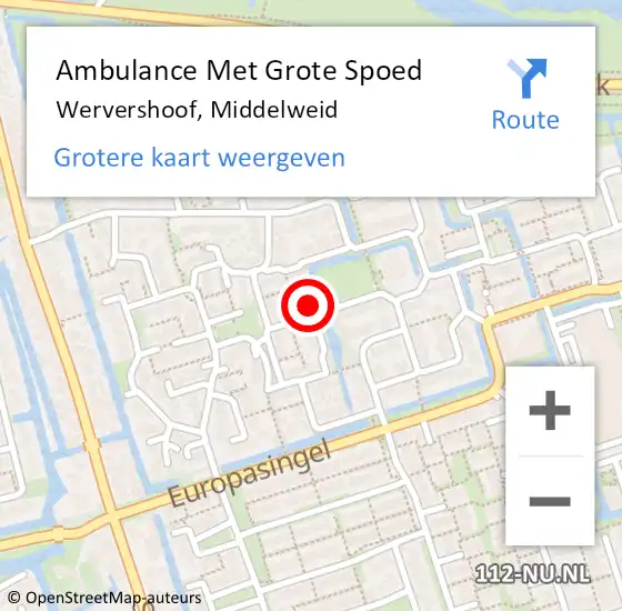 Locatie op kaart van de 112 melding: Ambulance Met Grote Spoed Naar Wervershoof, Middelweid op 26 september 2014 17:08