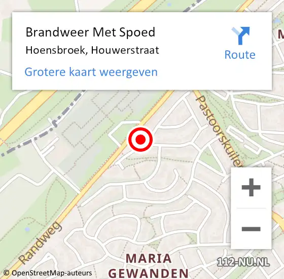 Locatie op kaart van de 112 melding: Brandweer Met Spoed Naar Hoensbroek, Houwerstraat op 21 februari 2024 20:17