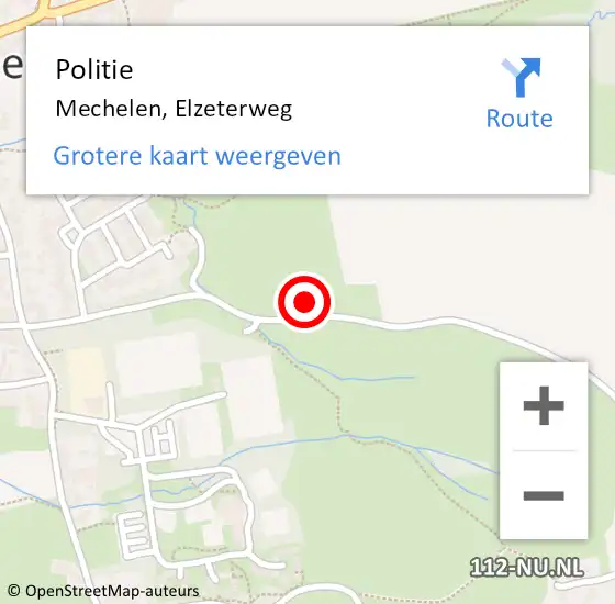Locatie op kaart van de 112 melding: Politie Mechelen, Elzeterweg op 21 februari 2024 20:33