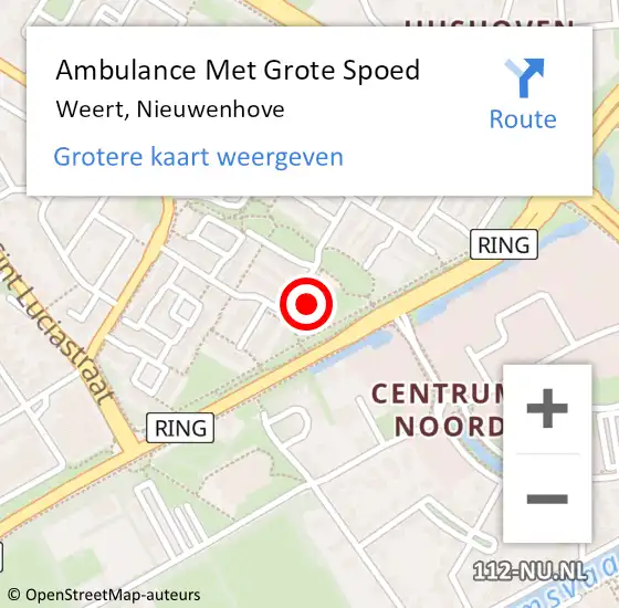 Locatie op kaart van de 112 melding: Ambulance Met Grote Spoed Naar Weert, Nieuwenhove op 21 februari 2024 20:36