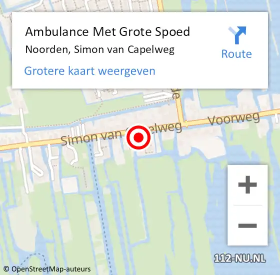 Locatie op kaart van de 112 melding: Ambulance Met Grote Spoed Naar Noorden, Simon van Capelweg op 21 februari 2024 20:52