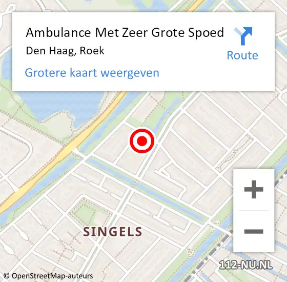 Locatie op kaart van de 112 melding: Ambulance Met Zeer Grote Spoed Naar Den Haag, Roek op 21 februari 2024 20:56