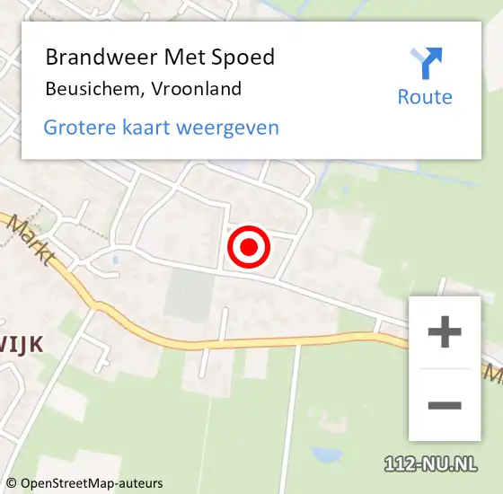 Locatie op kaart van de 112 melding: Brandweer Met Spoed Naar Beusichem, Vroonland op 21 februari 2024 21:02