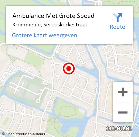 Locatie op kaart van de 112 melding: Ambulance Met Grote Spoed Naar Krommenie, Serooskerkestraat op 21 februari 2024 21:26