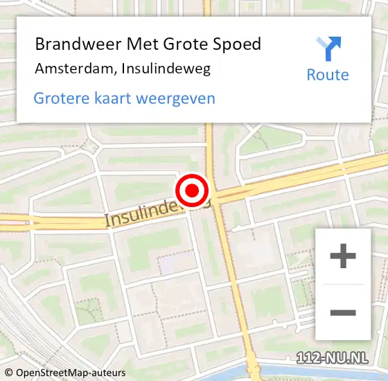 Locatie op kaart van de 112 melding: Brandweer Met Grote Spoed Naar Amsterdam, Insulindeweg op 21 februari 2024 21:27