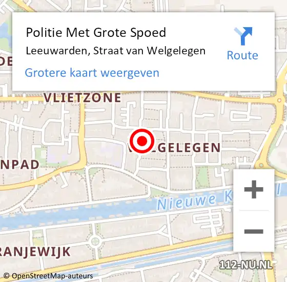 Locatie op kaart van de 112 melding: Politie Met Grote Spoed Naar Leeuwarden, Straat van Welgelegen op 21 februari 2024 21:38