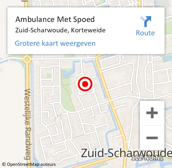 Locatie op kaart van de 112 melding: Ambulance Met Spoed Naar Zuid-Scharwoude, Korteweide op 21 februari 2024 22:59