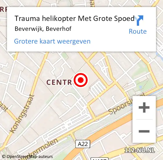 Locatie op kaart van de 112 melding: Trauma helikopter Met Grote Spoed Naar Beverwijk, Beverhof op 21 februari 2024 23:24