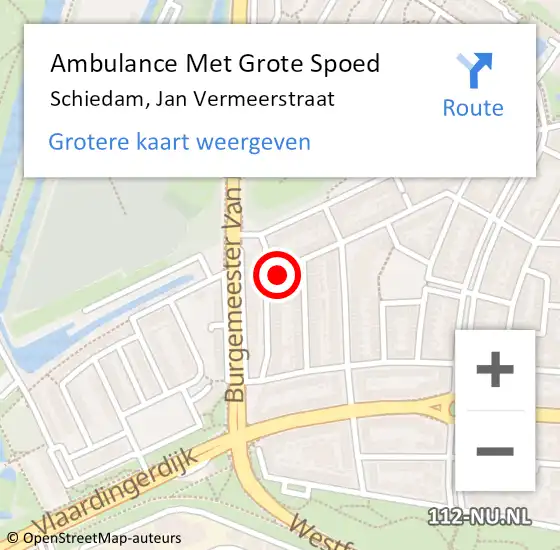 Locatie op kaart van de 112 melding: Ambulance Met Grote Spoed Naar Schiedam, Jan Vermeerstraat op 21 februari 2024 23:36