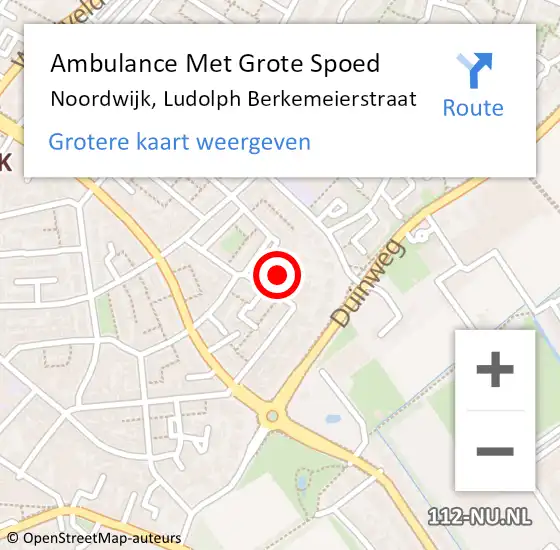 Locatie op kaart van de 112 melding: Ambulance Met Grote Spoed Naar Noordwijk, Ludolph Berkemeierstraat op 22 februari 2024 00:05