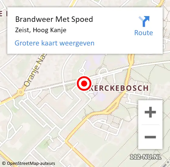 Locatie op kaart van de 112 melding: Brandweer Met Spoed Naar Zeist, Hoog Kanje op 22 februari 2024 02:26