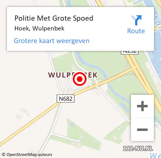 Locatie op kaart van de 112 melding: Politie Met Grote Spoed Naar Hoek, Wulpenbek op 22 februari 2024 04:04