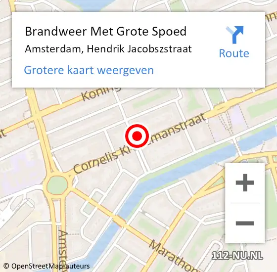 Locatie op kaart van de 112 melding: Brandweer Met Grote Spoed Naar Amsterdam, Hendrik Jacobszstraat op 22 februari 2024 04:29