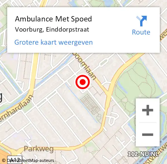 Locatie op kaart van de 112 melding: Ambulance Met Spoed Naar Voorburg, Einddorpstraat op 22 februari 2024 04:55