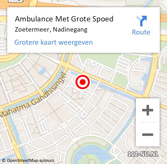 Locatie op kaart van de 112 melding: Ambulance Met Grote Spoed Naar Zoetermeer, Nadinegang op 22 februari 2024 05:05